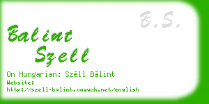balint szell business card